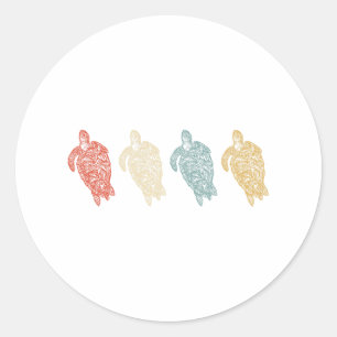 Vintage Sea Turtles Animal Environmental Gift Classic Round Sticker