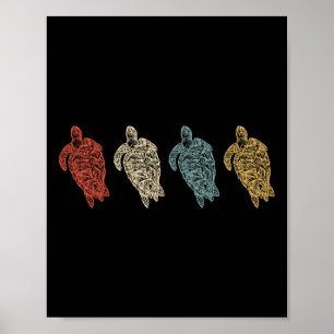 Vintage Sea Turtles Animal Environmental Gift Poster