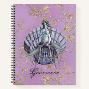 Vintage Sea Witch Collage Purple & Gold Notebook