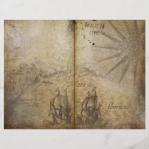 Vintage Seafarers Journal Scrapbook Paper