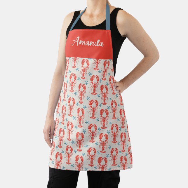 Vintage seafood Personalised Name Apron (Insitu)