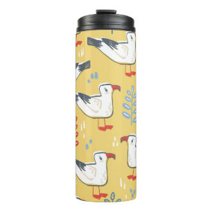 Vintage Seagull Leaves Natural Pattern Thermal Tumbler
