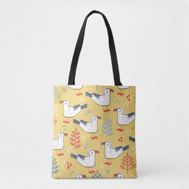 Vintage Seagull Leaves Natural Pattern Tote Bag (Front)