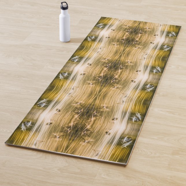Vintage seagulls in flight pattern yoga mat (In Situ)