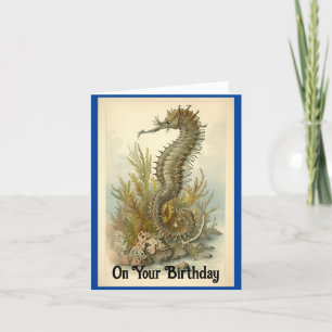 Vintage Seahorse Birthday Greeting Card
