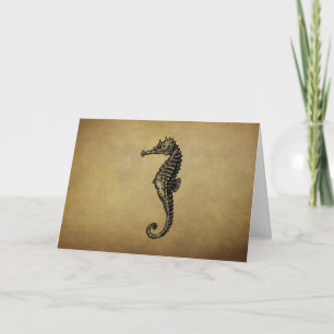 Vintage Seahorse Illustration Card