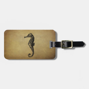 Vintage Seahorse Illustration Luggage Tag