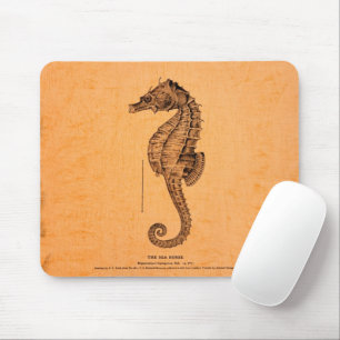 Vintage Seahorse Illustration Mouse Mat