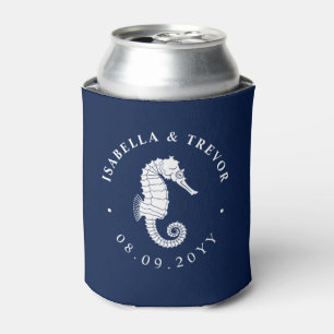 Vintage Seahorse Nautical Wedding Can Cooler
