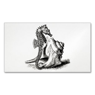 Vintage Seahorse Sea Horse Trumpet Shell Beach Magnetic Business Card