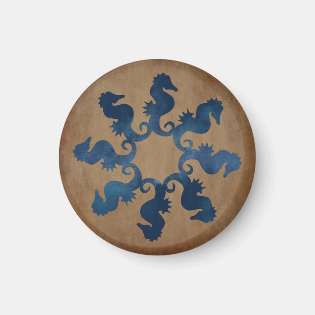 Vintage Seahorse Star Magnet (Front)