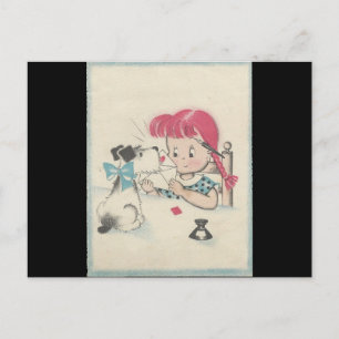 Vintage "Sealed With Dog Kiss" Valentine Holiday Postcard