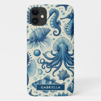 Vintage Sealife Animals Pattern iPhone 11 Case