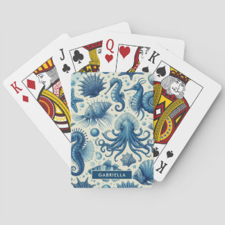 Vintage Sealife Animals Pattern Playing Cards