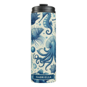Vintage Sealife Animals Pattern Thermal Tumbler