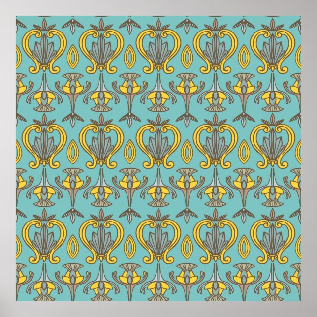 vintage Seamless Art Nouveau Pattern. Vintage wall Poster (Front)