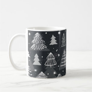 Vintage seamless background with christmas trees. coffee mug