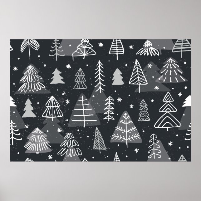 Vintage seamless background with christmas trees.  poster (Front)