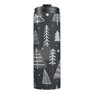 Vintage seamless background with christmas trees. thermal tumbler