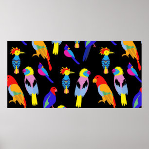 vintage seamless background with Exotic tropical b Poster