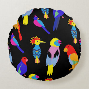 vintage seamless background with Exotic tropical b Round Cushion