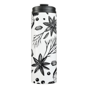 Vintage seamless background with hand drawn herbs  thermal tumbler
