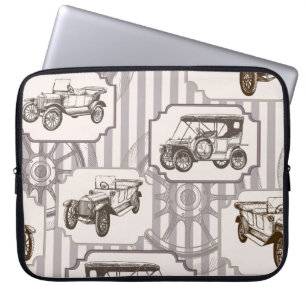 Vintage seamless background with vintage retro car laptop sleeve
