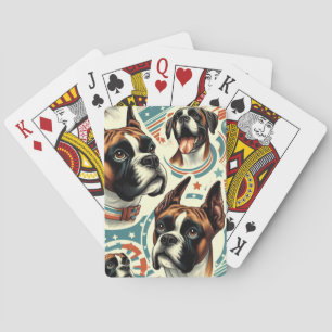 Vintage Seamless Boxer Dog Illustration Playing Cards