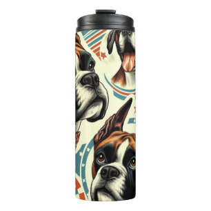 Vintage Seamless Boxer Dog Illustration Thermal Tumbler