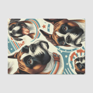 Vintage Seamless Boxer Dog Illustration Tissue Paper