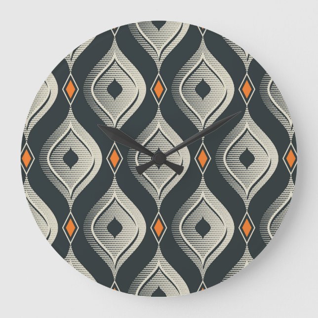 Vintage Seamless Classic Pattern Design Large Clock (Front)