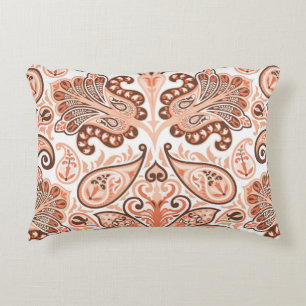Vintage seamless colorful pattern in paisley style decorative cushion