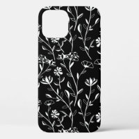 Vintage Seamless Contour Floral Pattern. Hand Draw