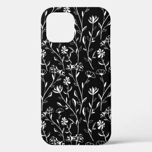 Vintage Seamless Contour Floral Pattern. Hand Draw iPhone 12 Case