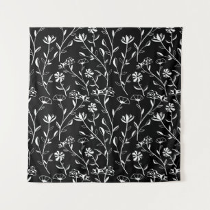 Vintage Seamless Contour Floral Pattern. Hand Draw Tapestry