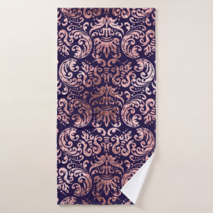 Vintage seamless damask rose gold foil classic pat bath towel