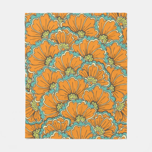 vintage seamless eastern pattern fleece blanket (Front)