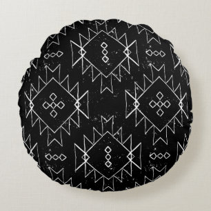 Vintage seamless ethnic pattern with american indi round cushion