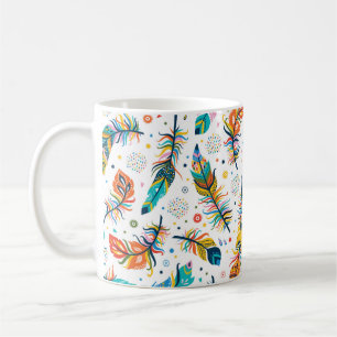 Vintage seamless feathers pattern in boho style coffee mug