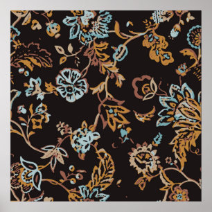 Vintage Seamless Floral Pattern. Hand Drawn Textur Poster
