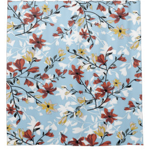 Vintage seamless flowers pattern. Simple floral ba Shower Curtain