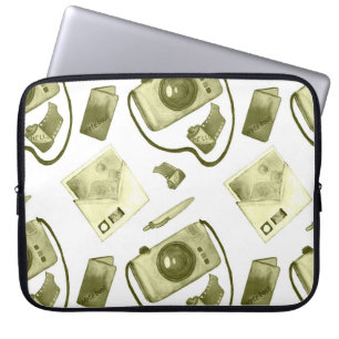 Vintage seamless hipster sepia pattern consisting  laptop sleeve