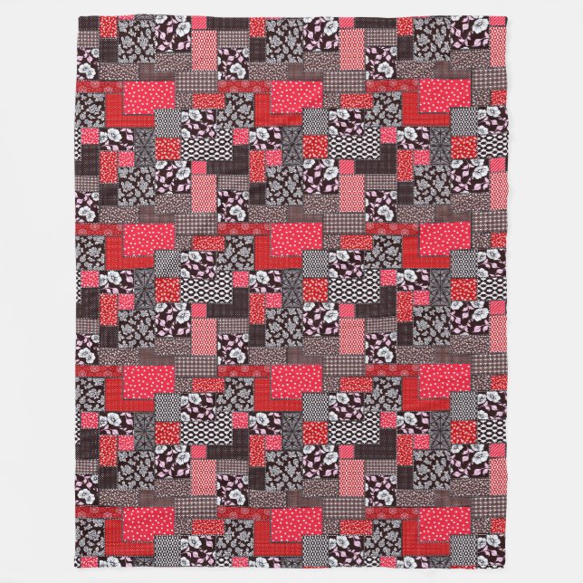 Vintage Seamless Patchwork Pattern Fleece Blanket (Front)