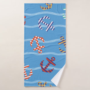 Vintage Seamless pattern anchor on a background of Bath Towel