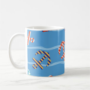 Vintage Seamless pattern anchor on a background of Coffee Mug