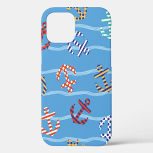 Vintage Seamless pattern anchor on a background of iPhone 12 Case