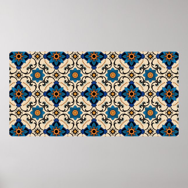 Vintage seamless pattern. Colourful ethnic ornamen Poster (Front)