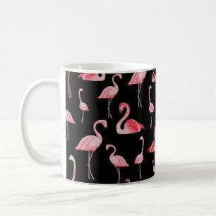 vintage seamless pattern Cute flamingos on black b Coffee Mug