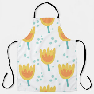 Vintage seamless pattern, cute flowers pattern70s apron