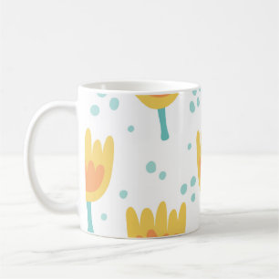 Vintage seamless pattern, cute flowers pattern70s coffee mug